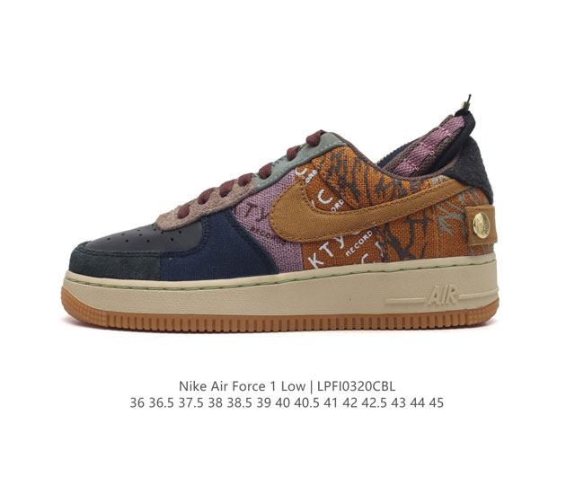 公司级nike Air Force 1 Cactusjack By Travis Scott 鬼脸限定拉链拼接倒钩ts 空军一号 货号 Cn2405-900 尺