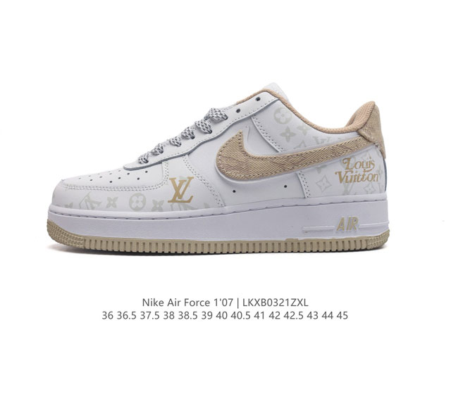 Louis Vuitton X Nike Air Force 1 Low 路易威登联名 耐克 空军一号 Af1 低帮百搭休闲厚底增高运动板鞋 柔软 弹性十足的缓