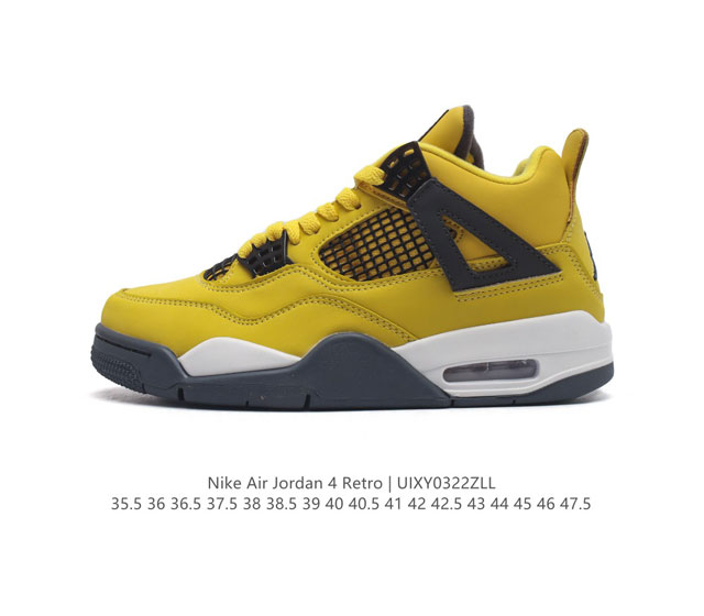 特价头层皮灭世版本 耐克 Nike Air Jordan 4 Retro Og迈克尔 乔丹aj4代乔4 中帮复古休闲运动文化篮球鞋 秉承轻量化的速度型篮球鞋设计