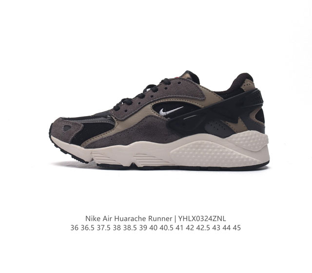 Nike 耐克正品air Huarache Runner男女鞋缓震复古运动鞋厚底增高老爹鞋 Nike Air Huarache Run 运动鞋 依托织物面料和橡