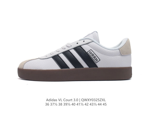 二层皮 阿迪达斯 Adidas Vl Court 3.0 Shoes 网球运动休闲板鞋 T头鞋 这款adidas经典运动鞋 兼具休闲范和精致感 百搭皆有型 皮革 - 点击图像关闭