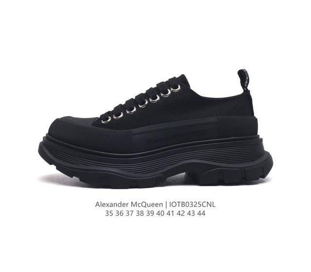 意大利高奢品牌-亚历山大 麦昆 Alexander Mcqueen Sole Sneakers 低帮时装厚底显高百搭休闲松糕鞋 男女式小白鞋 厚底增高帆布运动鞋