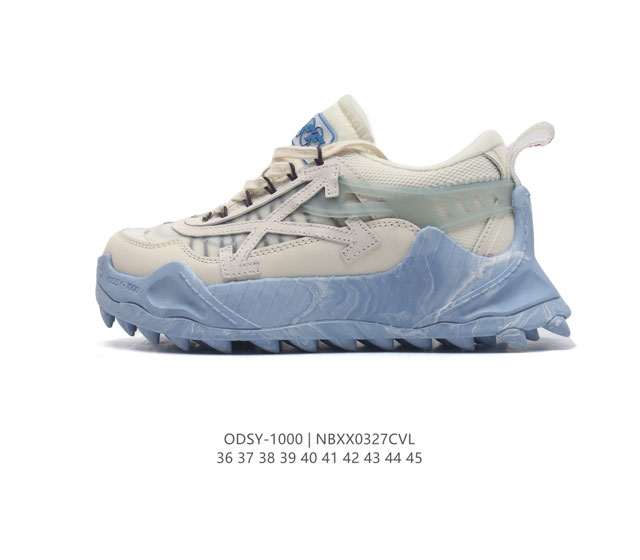 公司级off-White C O Odsy-1000 Sneakers 登山靴 萃取灵感集合ow所有标志logo溶于鞋中极具辨识度 复古感爆棚原版网眼布双拼牛皮