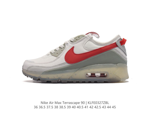 公司级 耐克nike Air Max Terrascape 90 复古休闲运动鞋厚底增高气垫缓震男女跑步鞋 革新外底设计 打造出众造型 半透明 Nike Gri