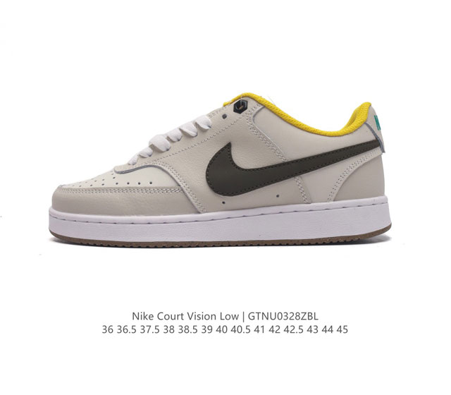 芯片版 耐克nike Court Vision Low 校园风低帮复古篮球板鞋男女运动鞋 延续80年代复古篮球鞋 添加学院风细节 皮革组合鞋面 利落风格 重现复