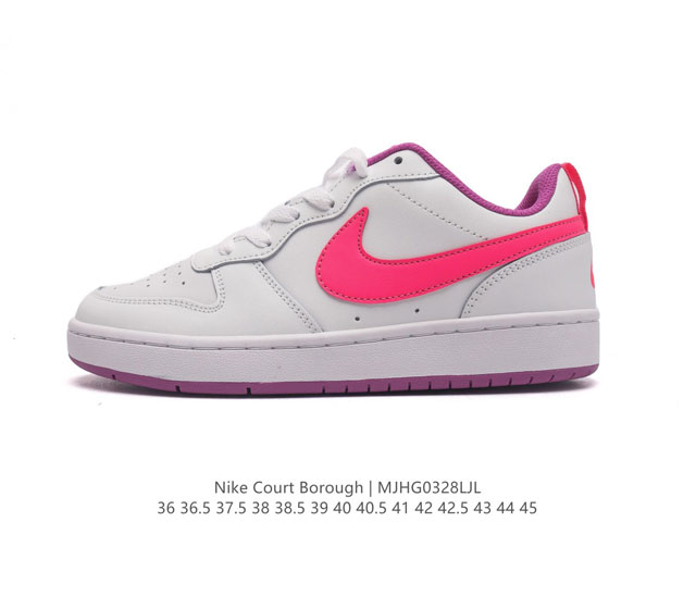 耐克 Nike 男女子运动鞋 Court Borough Low 小空军低帮板鞋 1.其皮革材质的鞋面结合网眼鞋舌 在出众外观与质感的同时提供稳固支撑 并且提升