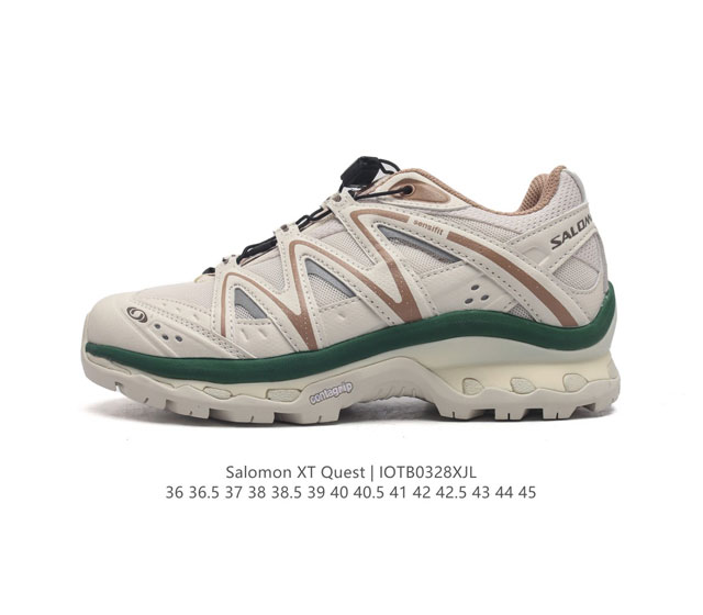 公司级 萨洛蒙 Salomon Xt-Quest Adv Beige 萨洛蒙 探索者系列户外越野跑鞋 鞋面采用sensifit贴合技术 全方位贴合包裹脚型 鞋跟