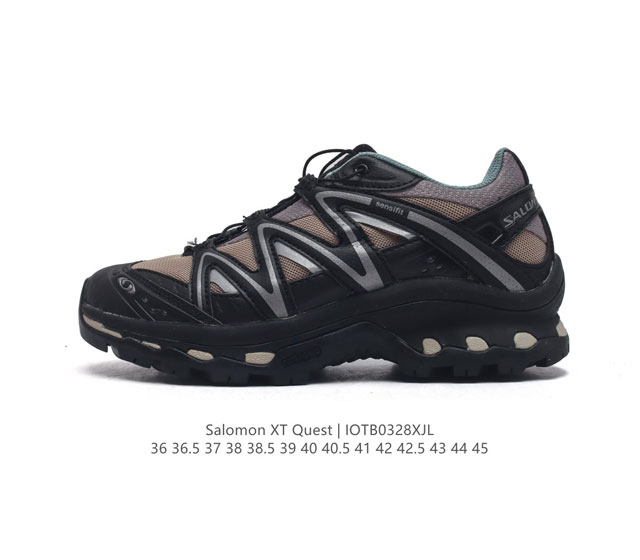 公司级 萨洛蒙 Salomon Xt-Quest Adv Beige 萨洛蒙 探索者系列户外越野跑鞋 鞋面采用sensifit贴合技术 全方位贴合包裹脚型 鞋跟