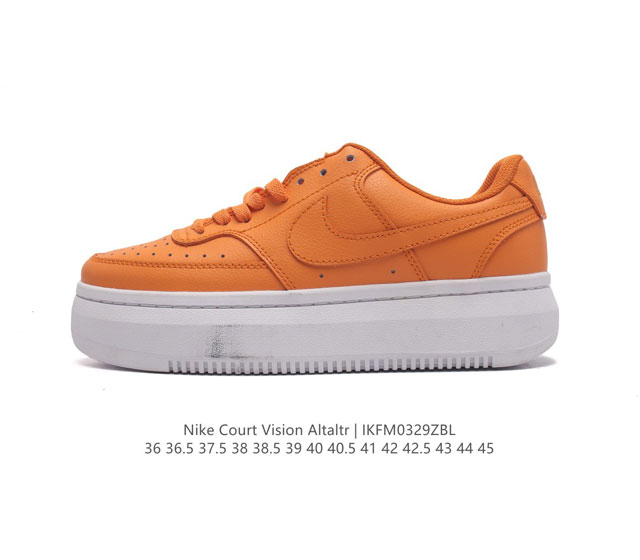 Nike耐克新款nike Court Vision Alta Ltr 厚底增高运动休闲板鞋 时尚设计 巧妙融合皮革材质搭配加高鞋底 出众篮球鞋外观搭配柔软鞋舌