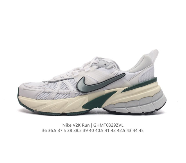 Nike 耐克 V2K Run 减震防滑 复古低帮跑步鞋 超火复古跑鞋 采用太空革组合呼吸网眼布鞋面材质 搭载正确4层组合底模 嵌入tpu加固稳定模块,双层md