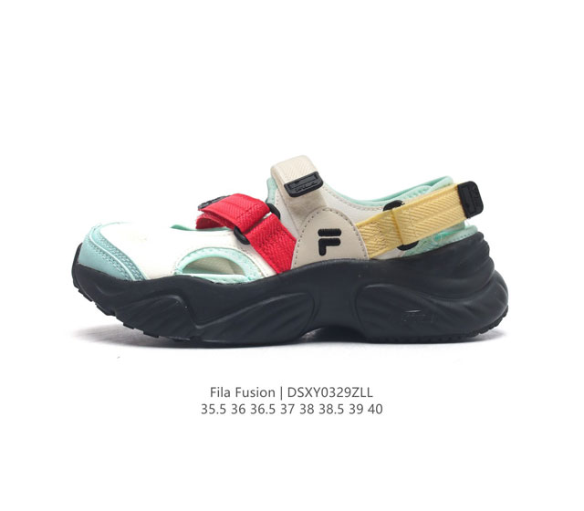 斐乐女士凉鞋 Fila Fusion 意大利百年经典运动品牌 网红单品 小红书推荐爆款 Fila斐乐火星鞋新款厚底增高老爹鞋 复古百搭运动鞋斐乐潮牌文化球鞋 街