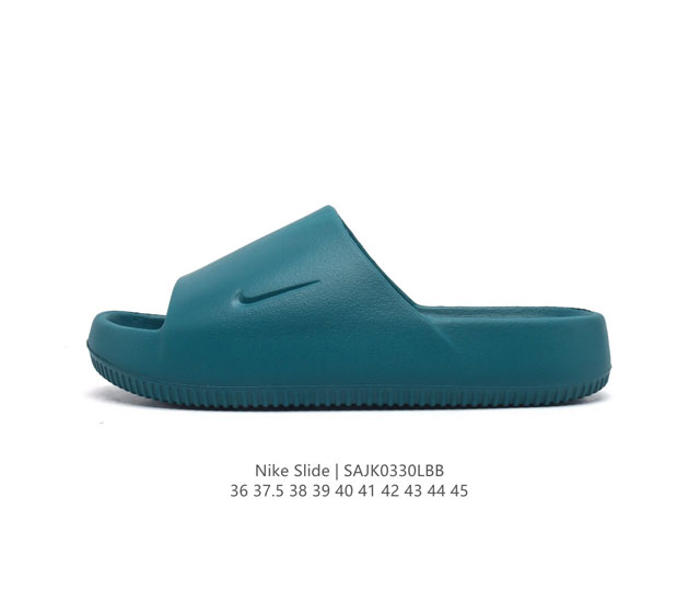 耐克 Nike Calm Slide 经典运动拖鞋时尚厚底增高男女一字拖鞋 沙滩鞋 拖鞋的外观十分吸引人 融合了舒适与时尚的元素 延续了简约独特的美学风尚 一体