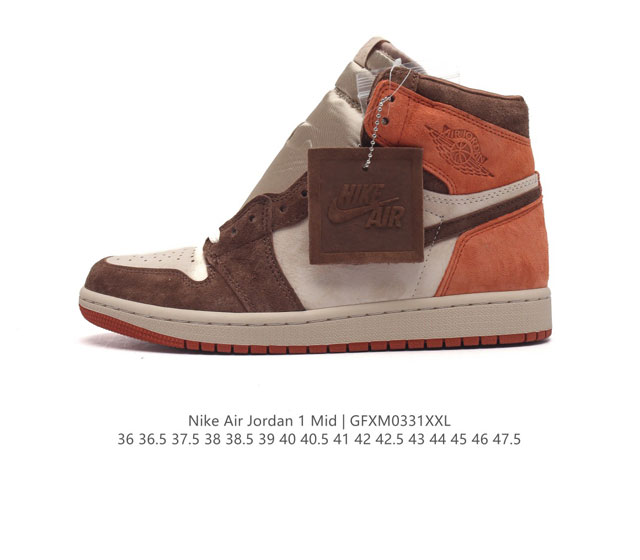 头层皮 耐克 Nike Air Jordan 1 Mid 男女子篮球鞋时尚轻盈板鞋aj1乔1运动鞋 乔丹一代 高帮复古休闲篮球鞋 Air Jordan 1 Mi