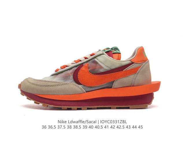 耐克 Nike 耐克双勾swoosh跑鞋 厚底增高运动鞋 Sacai X Nike Ldwaffle 慢跑鞋 Sacai 将 Nike 经典鞋款 Waffle