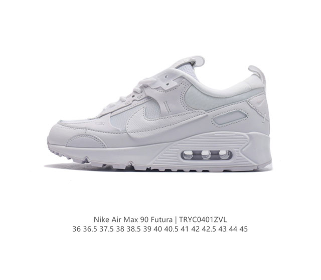 耐克 Nike Air Max90 Futura 运动鞋男女鞋--从设计到测试再到造型 脚趾周围的锯齿形边缘和部分浮动的swoosh提供精心制作的奢华感 多道工