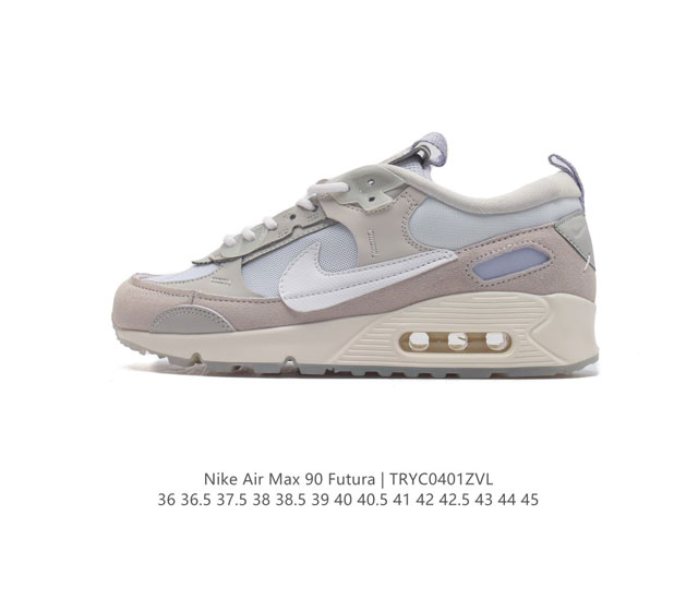 耐克 Nike Air Max90 Futura 运动鞋男女鞋--从设计到测试再到造型 脚趾周围的锯齿形边缘和部分浮动的swoosh提供精心制作的奢华感 多道工