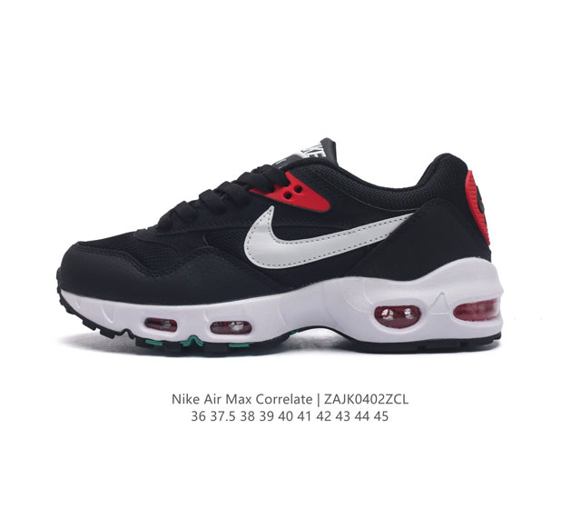 耐克 Nike Air Max Correlate 男女子气垫缓震耐磨运动鞋时尚潮流休闲透气跑步鞋 选用网眼鞋面 脚感舒适透气 鞋舌 鞋侧及后跟处饰有品牌标识