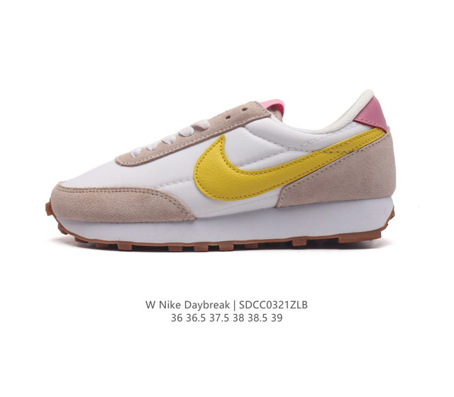 Nike 耐克 Nike Daybreak Sp破晓系列华夫复古休闲运动慢跑鞋女子运动鞋 采用翻毛麂皮拼接牛津布面材质 其鞋面做工精细 脚感轻盈 具有良好的透气