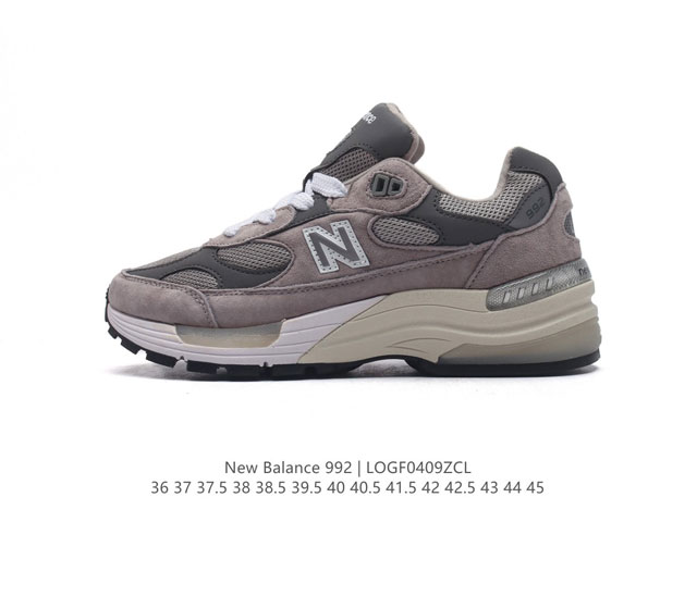 新百伦new Balance 992 复古风格简约经典舒适百搭时尚休闲鞋缓震透气跑步鞋。鞋面采用猪皮革与织物相结合，尼龙网布在拼接工序上极为繁复，彰显质感的同时