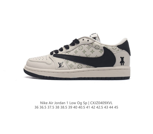 当红嘻哈歌手特拉维斯 斯科特联乘路易威登louis Vuitton X Travis Scott X Nike Air Jordan 1 Low Og S Da