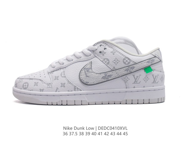 耐克 Nike Sb Dunk Low Pro X Lv 路易威登 联名 复古低帮休闲运动滑板板鞋。采用脚感柔软舒适zoomair气垫，有效吸收滑板等极限运动在