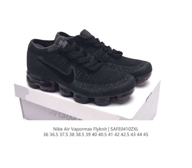 耐克 Nike Air Vapormax Flyknit 轻盈透气针织男女气垫跑步鞋 回弹缓冲休闲鞋 防滑 减震 耐磨 轻便 外露式360度全掌max气垫 适合