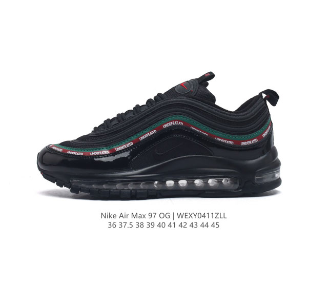 耐克nike休闲鞋 经典 气垫 Air Max 97 子弹气垫低帮运动鞋。Air Max '97 运动跑鞋以流线型鞋身和卓越科技为热爱运动的你造就全方位防护，强