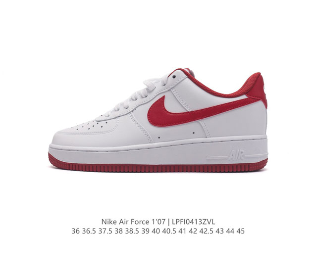 耐克 Nike Air Force 1 '07 Low 空军一号含气垫 低帮百搭厚底增高休闲运动板鞋。柔软、弹性十足的缓震性能和出色的中底设计，横跨复古与现代的