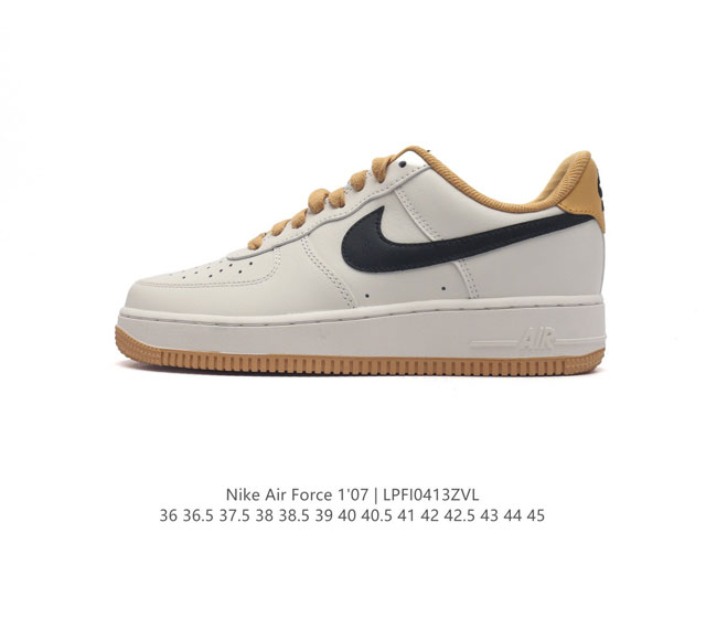 耐克 Nike Air Force 1 '07 Low 空军一号含气垫 低帮百搭厚底增高休闲运动板鞋。柔软、弹性十足的缓震性能和出色的中底设计，横跨复古与现代的