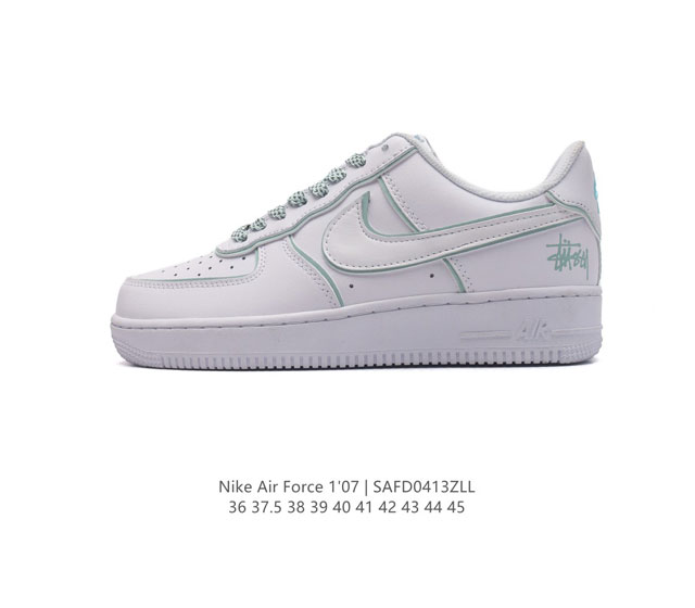 耐克 Nike Air Force 1 '07 Low 空军一号含气垫 低帮百搭厚底增高休闲运动板鞋。柔软、弹性十足的缓震性能和出色的中底设计，横跨复古与现代的