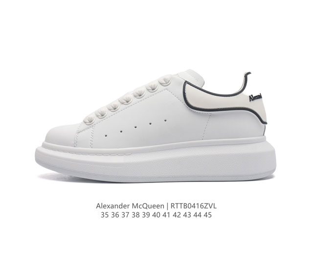 热销经典款 Alexandermcqueen 亚历山大 麦昆mcq 运动小白鞋厚底增高闪尾光滑牛皮平底鞋休闲鞋 时尚男女板鞋潮运动鞋 ，火爆到大街小巷无人不知，