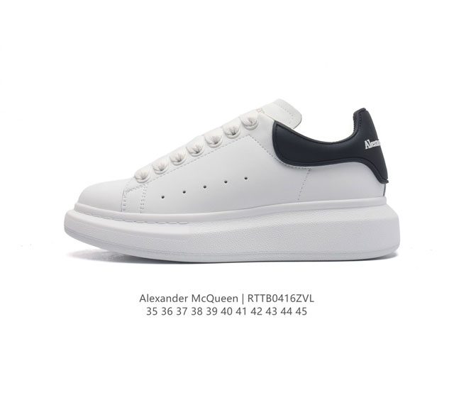 热销经典款 Alexandermcqueen 亚历山大 麦昆mcq 运动小白鞋厚底增高闪尾光滑牛皮平底鞋休闲鞋 时尚男女板鞋潮运动鞋 ，火爆到大街小巷无人不知，