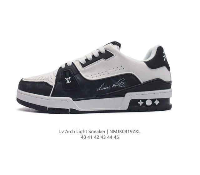 路易威登louis Vuitton Arch Light Sneakers Lv真皮拼色减震网面运动弓型舞蹈复古老爹运动鞋。原装配件5D效果礼盒及全套原装配件包