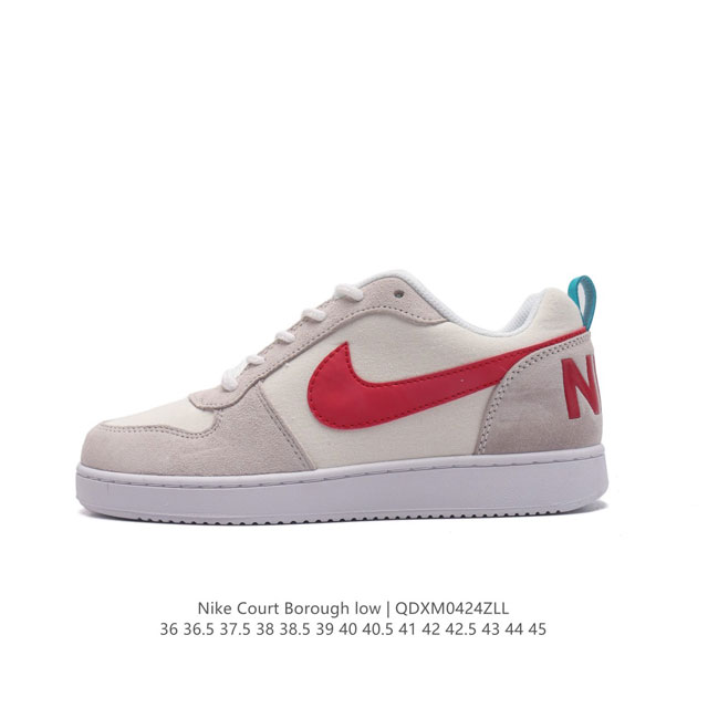 耐克 Nike 男女子运动鞋 Court Borough Low 小空军低帮板鞋。1.其皮革材质的鞋面结合网眼鞋舌，在出众外观与质感的同时提供稳固支撑，并且提升 - 点击图像关闭