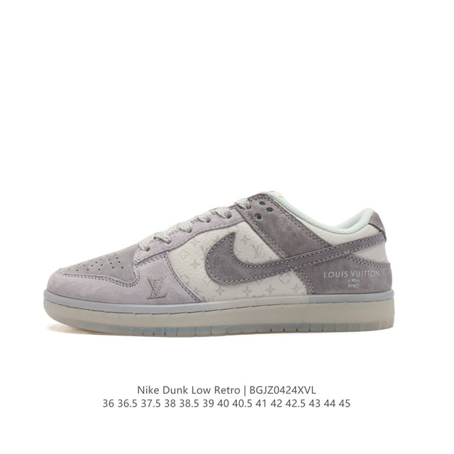 耐克 Nike Dunk Low Retro 运动鞋复古解构绑带板鞋 双鞋带 路易威登联名。作为 80 年代经典篮球鞋款，起初专为硬木球场打造，后来成为席卷街头