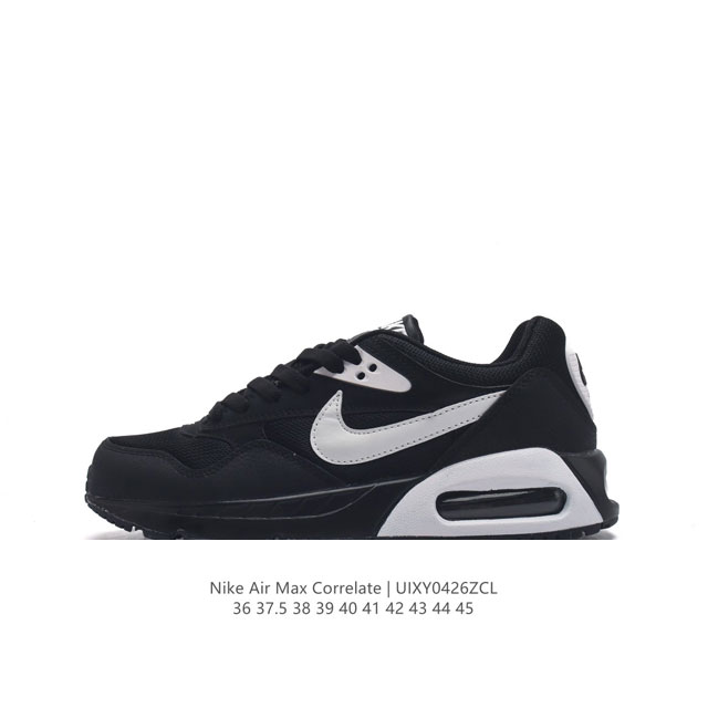 耐克 Nike Air Max Correlate 气垫缓震耐磨运动鞋时尚潮流休闲透气跑步鞋，选用网眼鞋面，脚感舒适透气。鞋舌、鞋侧及后跟处饰有品牌标识，简约大