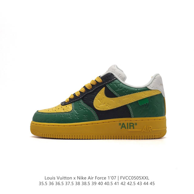 Louis Vuitton X Nike Air Force 1 Low 路易威登联名 耐克 空军一号 Af1 低帮百搭休闲厚底增高运动板鞋。柔软、弹性十足的缓