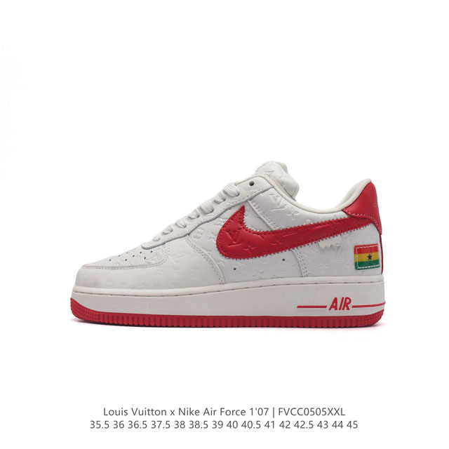 Louis Vuitton X Nike Air Force 1 Low 路易威登联名 耐克 空军一号 Af1 低帮百搭休闲厚底增高运动板鞋。柔软、弹性十足的缓