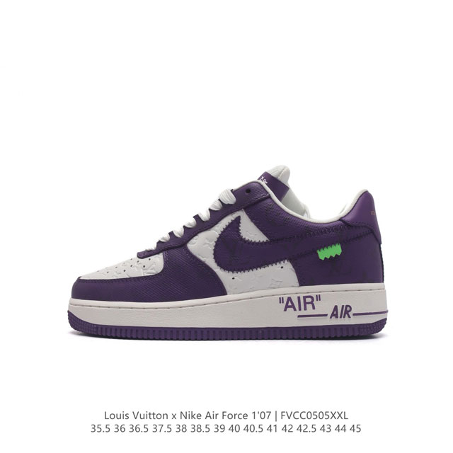 Louis Vuitton X Nike Air Force 1 Low 路易威登联名 耐克 空军一号 Af1 低帮百搭休闲厚底增高运动板鞋。柔软、弹性十足的缓