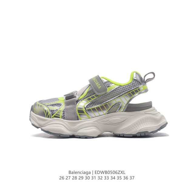 童鞋 巴黎世家 Balenciaga Triple S Track 凉鞋 包头凉拖鞋 爆款推荐高品质 巴黎世家凉鞋 原版发泡大底舒服防滑耐磨老爹凉鞋 类型：儿童