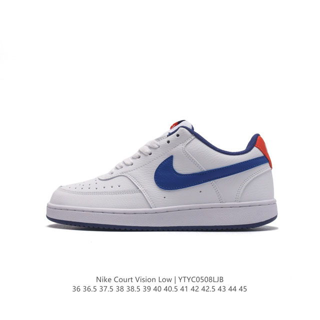 耐克nike Court Vision Low 校园风低帮复古篮球板鞋男女运动鞋，延续80年代复古篮球鞋，添加学院风细节。皮革鞋面，利落风格，重现复古篮球风范。