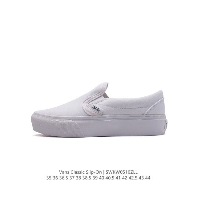 万斯 Vans Classic Slip-On 范斯经典低帮百搭一脚蹬休闲板鞋帆布情侣鞋 类型：男女鞋 码数：35-44 硫化半码 编码：Swkw0510Zll