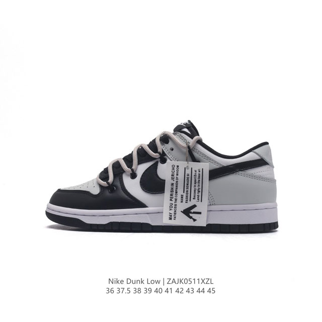 公司级nk Dunk Low 字母熊猫 黑灰高街解构 Sb绑带低帮休闲板鞋 #整双鞋以黑白主题配色，小图案点缀，对比下显得异常夺目，简约而不简单。 货号：Cw1