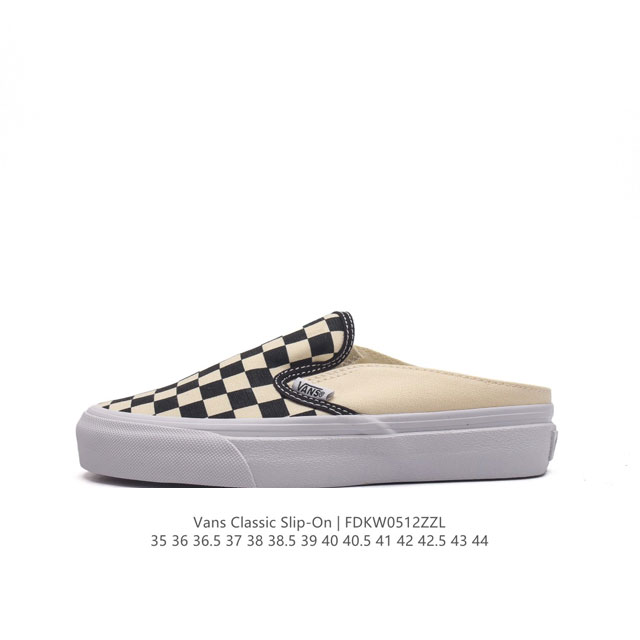 万斯 Vans Classic Slip-On 范斯经典低帮百搭一脚蹬休闲板鞋帆布情侣鞋。 类型：男女鞋 码数：35-44 硫化半码 编码：Fdkw0512Zz