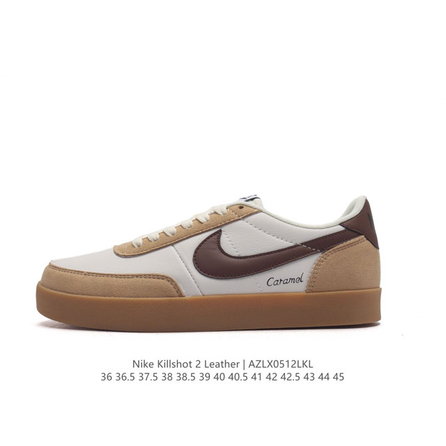 耐克板鞋 生胶米白 复古板鞋j.Crew X Nike 联名 Killshot Ii Leather 男女休闲复古运动鞋。采用米白色皮革制作鞋身，大号swoos