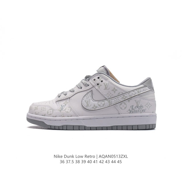 耐克 Nk Dunk Low Lv路易威登 周年高端定制 低帮休闲板鞋 #海外官方同步发售，鞋底侧边镶嵌上louis Vuitton名牌凸显尊贵，鞋盒上手绘蓝金