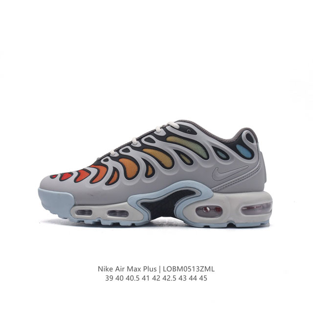 Nike 耐克 男子休闲鞋气垫缓震跑步鞋 Air Max Plus 运动鞋 造型超讨喜！鞋面以帆布和织物材质包裹，保证了轻薄透气，更适合夏季穿着。鞋侧 鱼骨 形