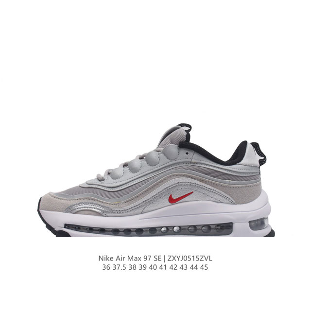 耐克nike休闲鞋 经典 气垫 Air Max 97 子弹气垫低帮运动鞋。Air Max '97 运动跑鞋以流线型鞋身和卓越科技为热爱运动的你造就全方位防护，强