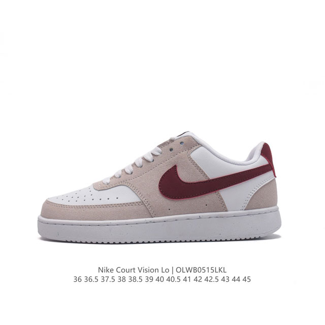 耐克nike Court Vision Low 校园风低帮复古篮球板鞋男女运动鞋。延续80年代复古篮球鞋，添加学院风细节。皮革组合鞋面，利落风格，重现复古篮球风