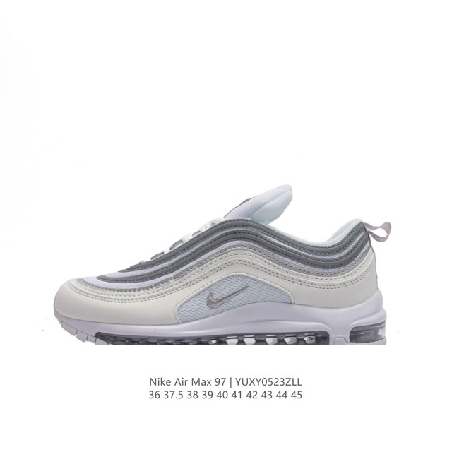 耐克nike休闲鞋 经典 气垫 Air Max 97 子弹气垫低帮运动鞋。Air Max '97 运动跑鞋以流线型鞋身和卓越科技为热爱运动的你造就全方位防护，强